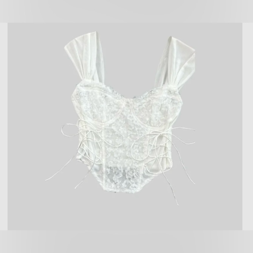 Sierra Darien White Flower Corset Size Small